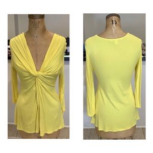 Yellow knit front twist top